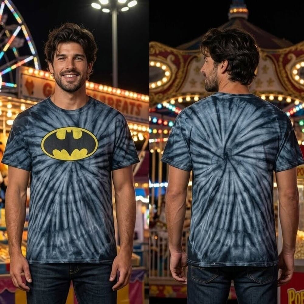 Batman Logo Tie Dye T-Shirt Men's XL Michael Keaton Style Graphic Tee 46-48 - Picture 1 of 8